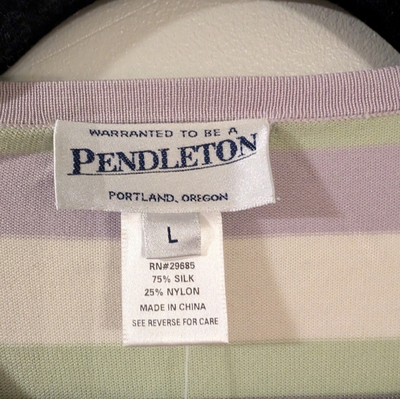 NWT Pendleton Vintage Silk Blend Stripe Shirt L - Picture 5 of 5